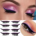 thumbnail image 2 of Pestañas postizas con delineador de ojos, 4 pares, pegatina reutilizable, impermeable, larga duración, pegatina de párpado rosa brillante, maquillaje de ojos fácil Gao Jinjia LED, 2 of 2