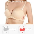 thumbnail image 3 of YANDW Strapless Clear Back Bra for Women Convertible Padded Lace Plus Size Bra Underwire, Beige 36E, 3 of 9