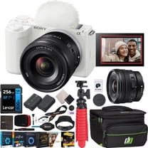 Sony ZV-E10 II Mirrorless Alpha APS-C Camera Body   10-20mm F4 G Lens White ZVE10M2W Bundle with Deco Gear Case   Extra Battery   256GB Card   Tripod, Software & Accessories Kit