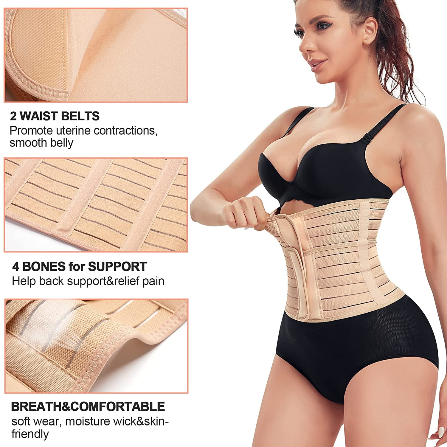 Eleady Postpartum Waist Trainer Maternity Belly Band Wrap for Pregnancy C  Section Recovery Support Belt Tummy Control Body Shaper Girdle for