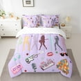 thumbnail image 2 of Manfei Fashion Music Gift Bedding Comforter Set 7 Pieces,Musical Glover Silhouette Full Bedding Set,Modern Guitar Pinao Fitted Sheet Flat Sheet For Princess,Microfiber Bedroom Decor, 2 of 8