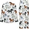 thumbnail image 5 of Top-kevin Pajama Sets for Womens Horses Running Starry Night Loose Button Down Long Sleeve Shirts And Pants Set, 5 of 12