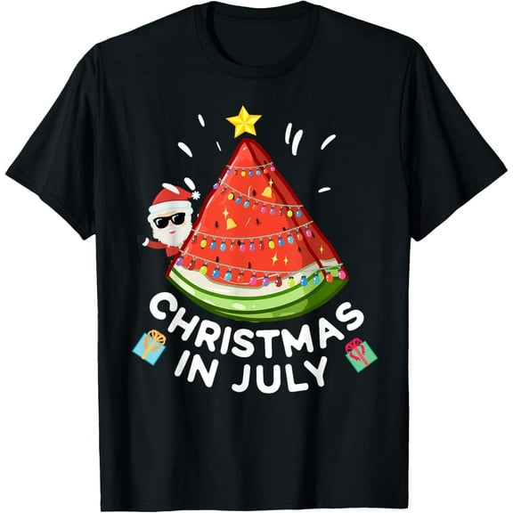 Christmas In July Watermelon Santa Summer Tree Men Women Kids T-Shirt TShirt