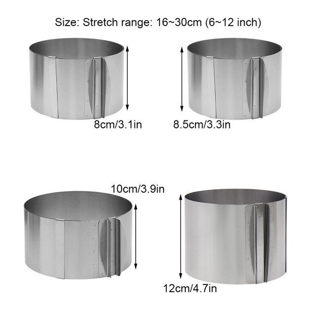 Telescopic Mousse Ring Baking Cake 6-12 Inch Adjustable Mould Tools Stainless Steel Round Bakeware Self-Assembly Pastry height/8.5cm