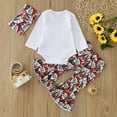 thumbnail image 4 of Generic Girls Christmas Outfits Long Sleeve Romper Bowknot Pants Headband 3PCs Set Outfits Autumn Winter Clothes for Holiday Party Christmas（6-12 Months White）, 4 of 8