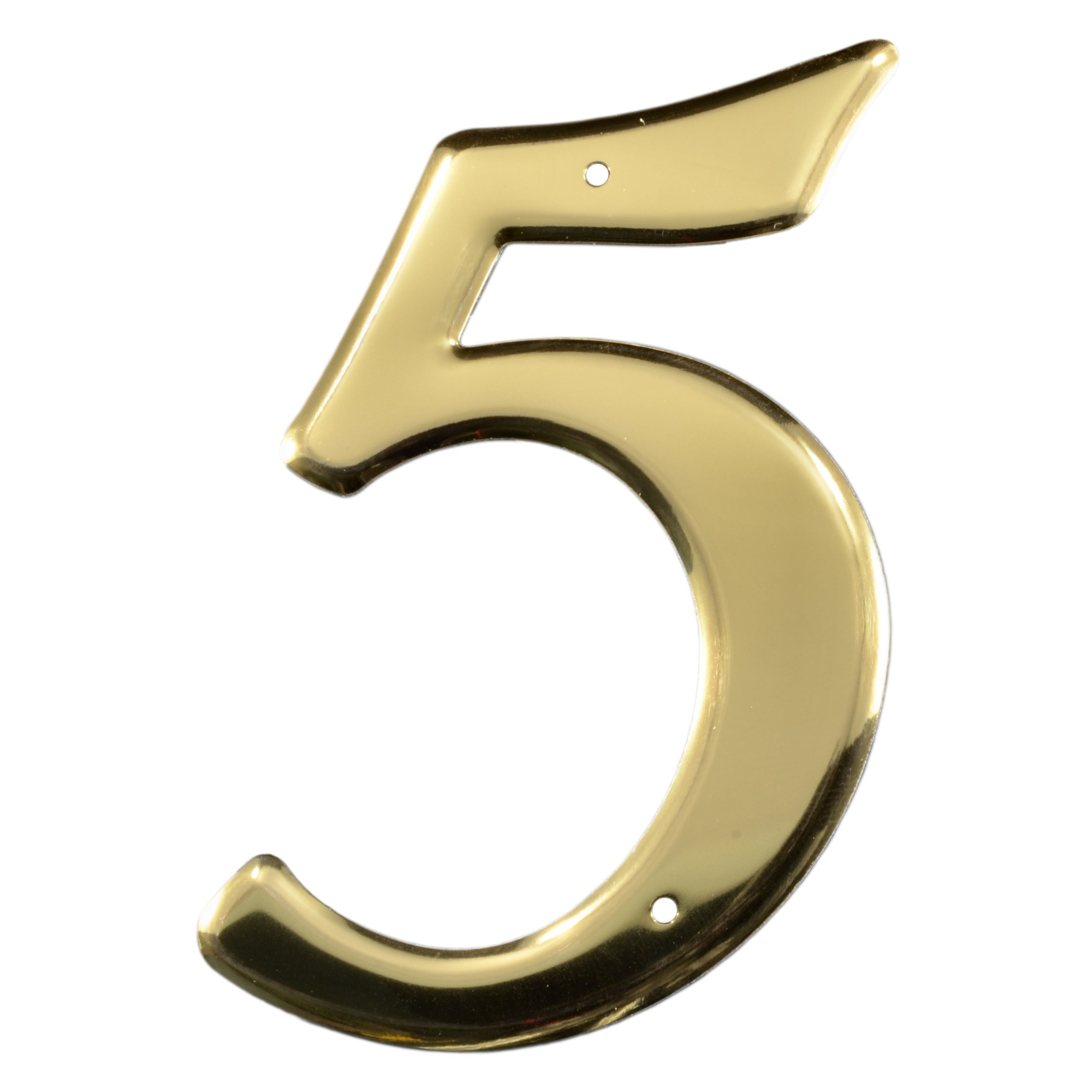 3.75" 5 Brass Colored Aluminum House Numbers