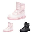 thumbnail image 4 of XXWXYD Toddlers Boots Girls Boys Snow Boots Outdoor Warm Comfortable Non Slip Mid Calf Padded Small Big Kids Winter Shoes for Simple Casual Breathable Shoe(5.5-6 Years,Pink), 4 of 9