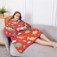 thumbnail image 5 of Oversized Wearable Blanket Hoodie,Colorful Dinosaur Red Pattern Sherpa Blanket Hoodie with Super Pockets,Super Warm Fuzzy Pullover for Women & Men, 5 of 6