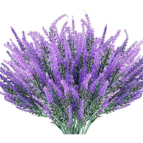 8 Bundles Artificial Lavender Flowers Outdoor UV Resistant Fake Flowers No Fade Faux Plastic Plants Garden Porch Window Box Decorating (Orange)