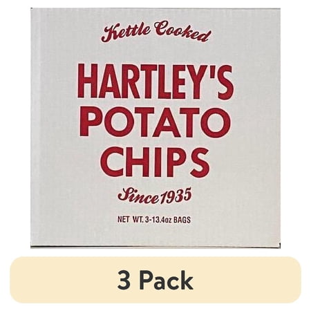 (3 pack) Hartley's BBQ Bulk Potato Chips 2.5 Lb. / 3-13.4oz. Bags Hartley's BBQ Potato Chips / Original Kettle Cooked Flavor / 0 Trans Fat