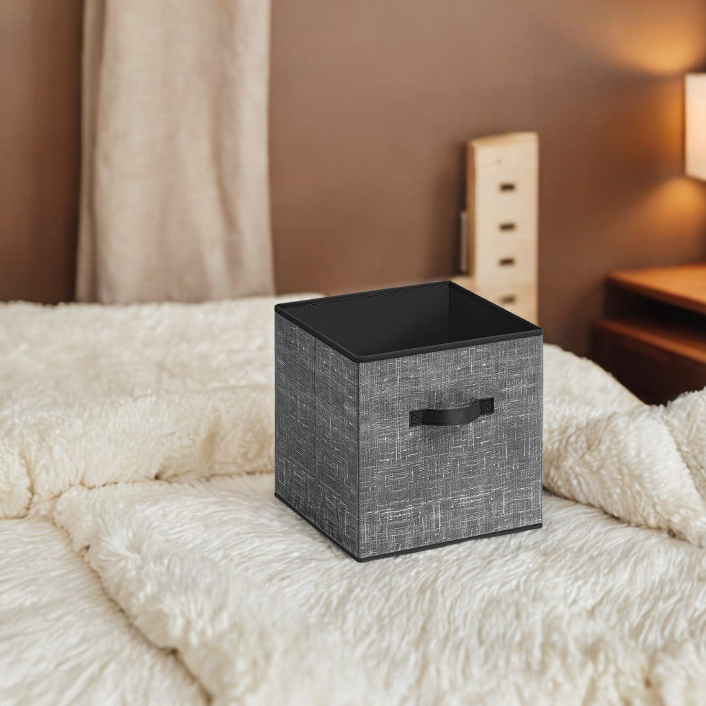 13" Storage Cube Bin 6 Foldable Fabric Storage Bin with Double Handles for Living Room Bedroom Office Black