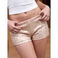 thumbnail image 6 of Women's Sequin Micro Shorts Glitter Sparkly Low Rise Elastic Band Hot Pants for Party Clubwear, 6 of 8