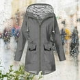 thumbnail image 2 of YDDIAN Hooded Rain Jacket Women Plus Size Zip Trendy Waterproof Rain Coats Long Sleeve Winter Plain Fashion Long Jackets with Pockets Dark Gray 3XL, 2 of 4