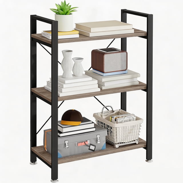 Librero Organizador de 3 Niveles, Estante Organizador de Cocina, Mueble Repisas para Sala, Estantería Pequeño Recamara, Fácil de Montar (Olmo)