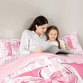 thumbnail image 4 of Erosebridal Pink Letter H Monogrammed Full Size Comforter Sets,Dreamy Princess Bowknot Bedding Sets For Girls Kids,Pink Reversible,3-Piece, 4 of 7
