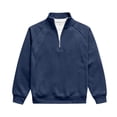 thumbnail image 6 of Men's Raglan Stitching Stand Collar Zipper Casual Loose Sweatshirt, Minimalist Pullover for Daily Wear, Street Style and Comfort Fit,Navy,L, 6 of 7