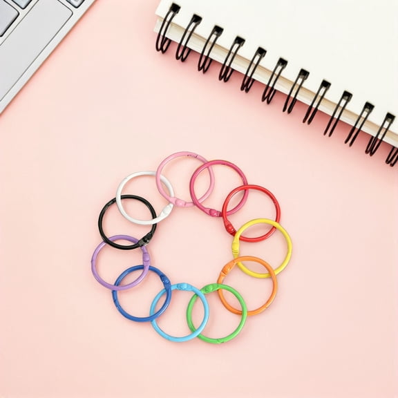 ETHZZLE 40pcs Sleek Design Binder Rings Metal Assorted Color DIY Projects Home Office Supplies