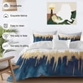 thumbnail image 3 of Abstract Color Block Bedding Duvet Cover Set Queen Size 4 Pieces Blue Block Gradient Gold Modern Bedding Set with Zipper Closure, 1 Comforter Cover 90x90 Inches 1 Flat Sheet & 2 Pillow Cases, 3 of 9