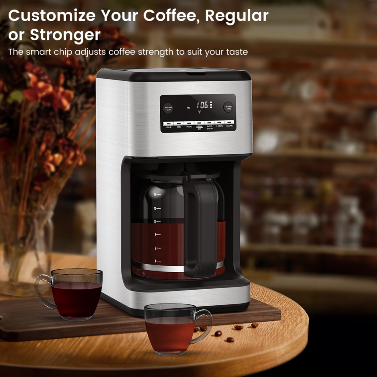 KNDKO 14-Cup Programmable Coffee Maker with 24H Scheduling, Self-Clean for Home/Office