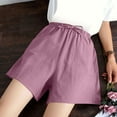 thumbnail image 5 of JINMGG 2024 Summer Plus Womens Shorts Clearance,Women's Shorts High Waist Linen Loose Casual Thin Wide Leg Linen Shorts Pink S, 5 of 9