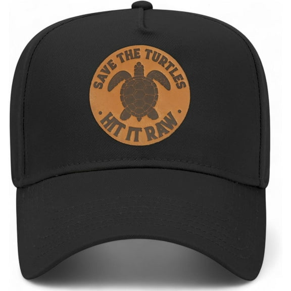 Save The Turtles Leather Patch Vintage Trucker Hat | Premium Snapback Hat For Men & Women Unisex