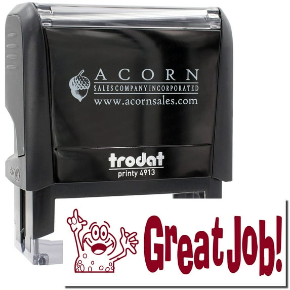 Large Self-Inking Great Job Stamp, Trodat Printy 4913, Press and Print Stamping, Impression Size 7/8" x 2-1/4", Up to 10,000 Impressions - Burgundy Ink