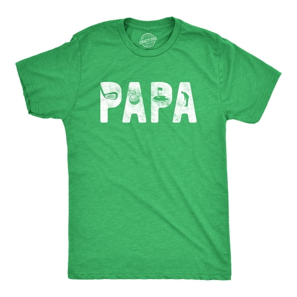Mens Papa Golf T Shirt Funny Fathers Day Gift for Dad Outdoor Sports Graphic Tee (Heather Green) - 4XL