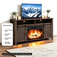 thumbnail image 3 of SESSLIFE 58" Fireplace TV Stand for TVs up to 65", Farmhouse Entertainment Center with Electric Fireplace, Sliding Barn Doors and Storage Cabinets, Walnut, 3 of 8
