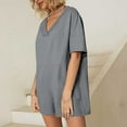 thumbnail image 5 of ZZwxWA Summer Workout Rompers for Women 2025 Casual v Neck Short Jumpsuit Athletic Overalls Hot Shot Tee Romper Onesie, 5 of 7