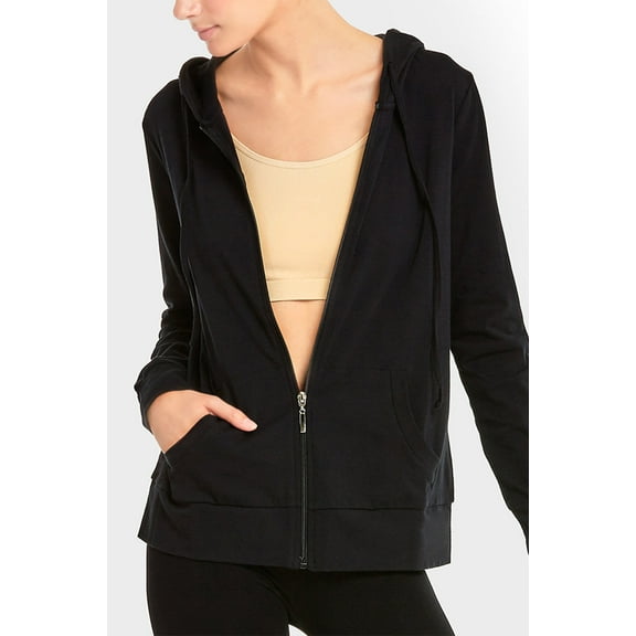 Cottonbell Women's Lightweight Cotton Blend Long Sleeve Zip Up Thin Hoodie Jacket