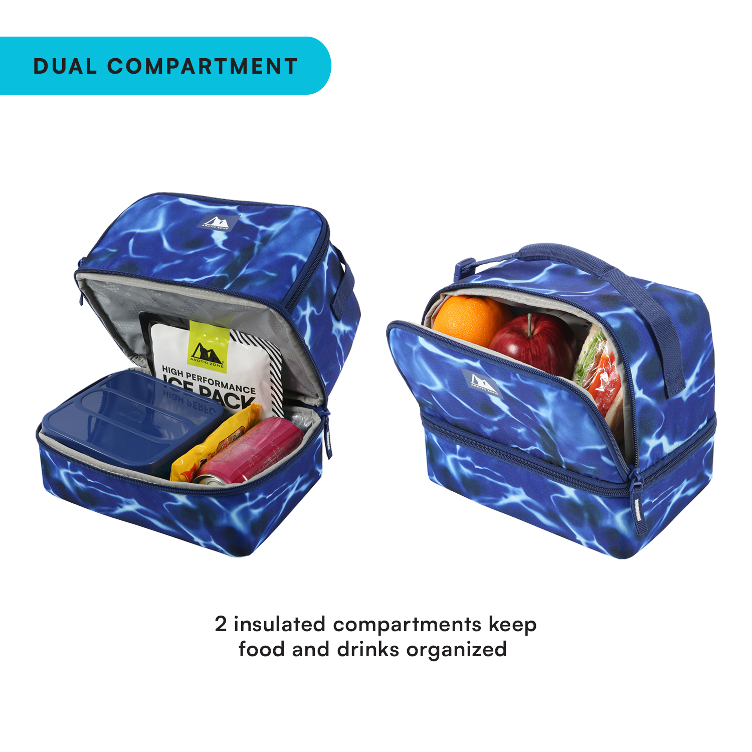 Arctic Zone Horizontal Dual Compartment Dome Lunch Pack, Dark Waters