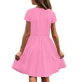 thumbnail image 5 of WOYY Girls Solid Short Sleeve Casual Dress Summer Active Play Dress, Sizes 4-12, 5 of 7