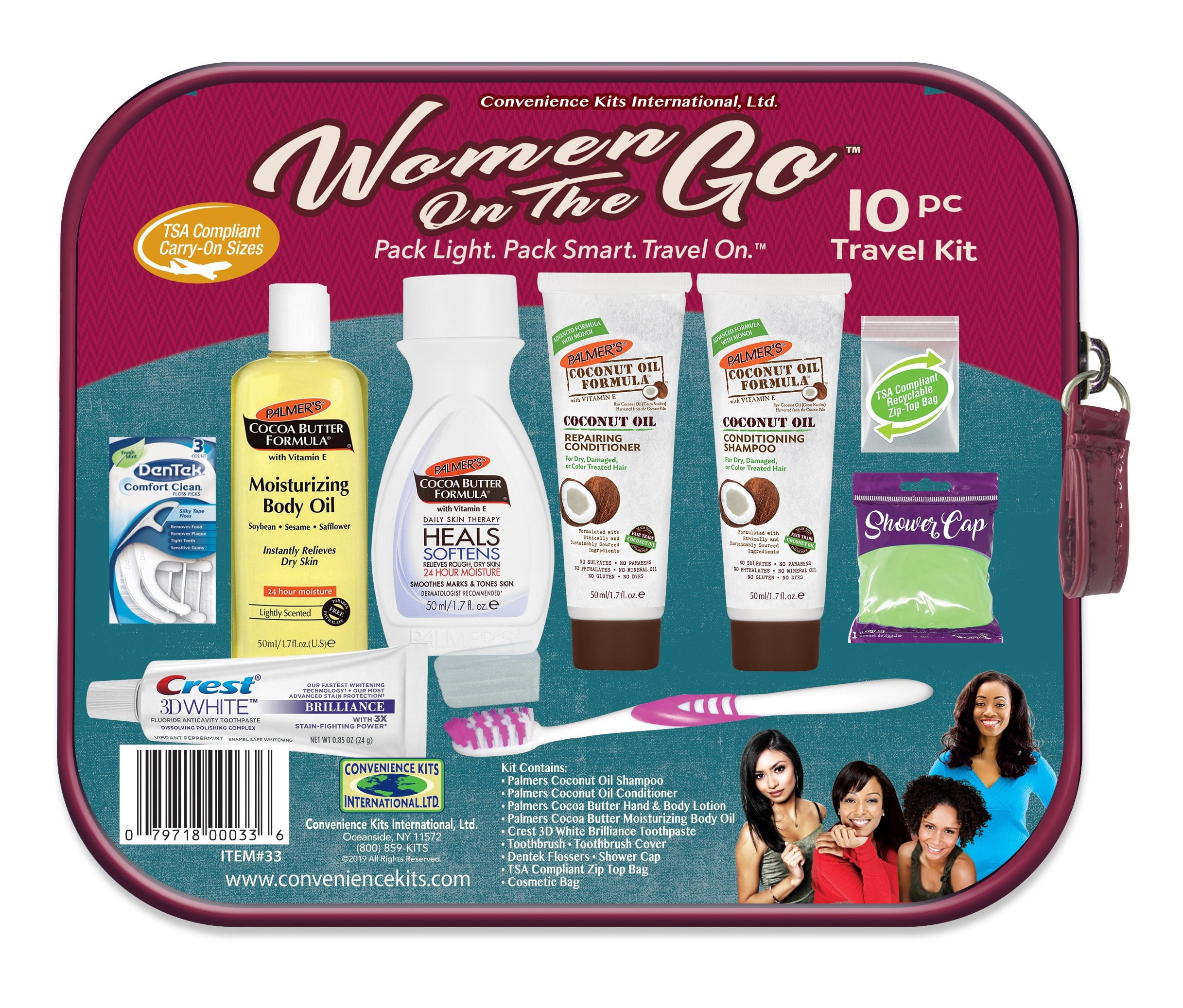 Convenience Kits International Women's 15 PC Kit Featuring: Palmer's Hair, Face & Body Travel-Size Products