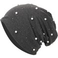 thumbnail image 3 of Practical Warm Windproof Breathable Casual Urban Bonnet Hat Autumn Winter Warm Hat Soft and Skin Friendly Pearl Hot Diamond Sleeve Cap GREY, 3 of 8