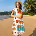 thumbnail image 4 of Wukai Robe à Manches Courtes Imprimée Citrouilles d'Automne pour Femmes, Robe Décontractée Confortable, Mélange Spandex Doux, Tenue Élégante pour l'Été, 4 of 6