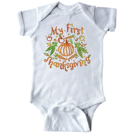 

Inktastic My 1st Thanksgiving Pumpkin Vegetables in Orange and Green Gift Baby Boy or Baby Girl Bodysuit