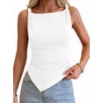 thumbnail image 3 of Asymmetrical Tops for Women Sleeveless Twist Straps Slim Fit Y2K Ruched Tank Shirts Going Out Top White S, 3 of 9