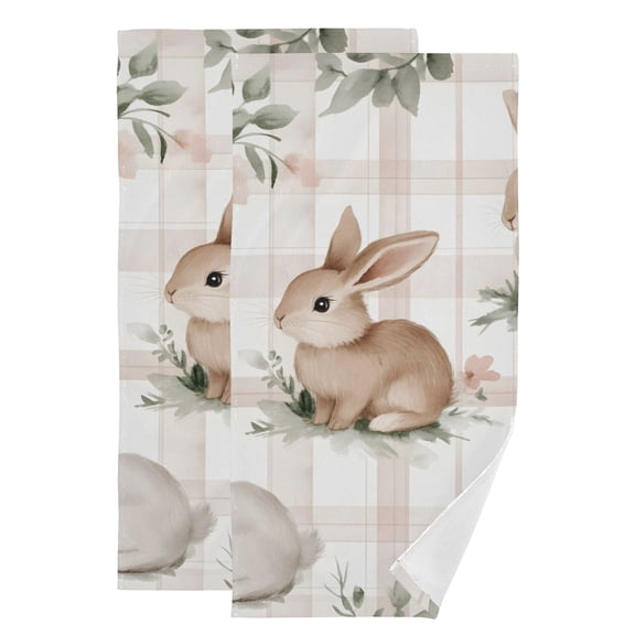 Cute Beige Rabbit Hand Towel Absorbent Bath Towels for Bathroom Sports Gym(28.3" X 14.4") Set of 2