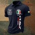thumbnail image 2 of MNCEKFOD Mens Polo Shirts Loose Fit Button Down Collared Shirts Short Sleeve with Italy Flag Printed Classic Fit Mens Shirts Navy L, 2 of 3