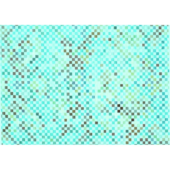 Ahgly Company Machine Washable Indoor Rectangle Abstract Turquoise Blue Contemporary Area Rugs, 4' x 6'
