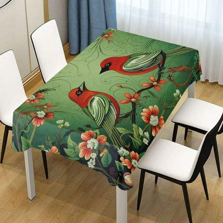 

Ryvnso Birds on Floral Branch Rectangle Table Cloth Tablecover Dinning Tablecloth 60 x108