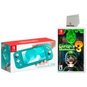 Nintendo Switch Lite 32GB Turquoise Edition and Luigi's Mansion 3 Bundle - Japan Import with US Plug with Screen Cleaning Cloth