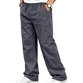 thumbnail image 2 of Mens Elastic Waist Pants Sevevn Full Elastic Waist Slant Pockets Side Pockets Straight Leg Relaxed Fit Cotton Woven Trousers for Casual Lounge Daily Wear, 2 of 5