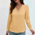 thumbnail image 2 of Rutainlusire Women's Long Sleeve Blouse Dressy V-Neck Solid Color Tops Casual Comfortable for Everyday Wear, 2 of 5