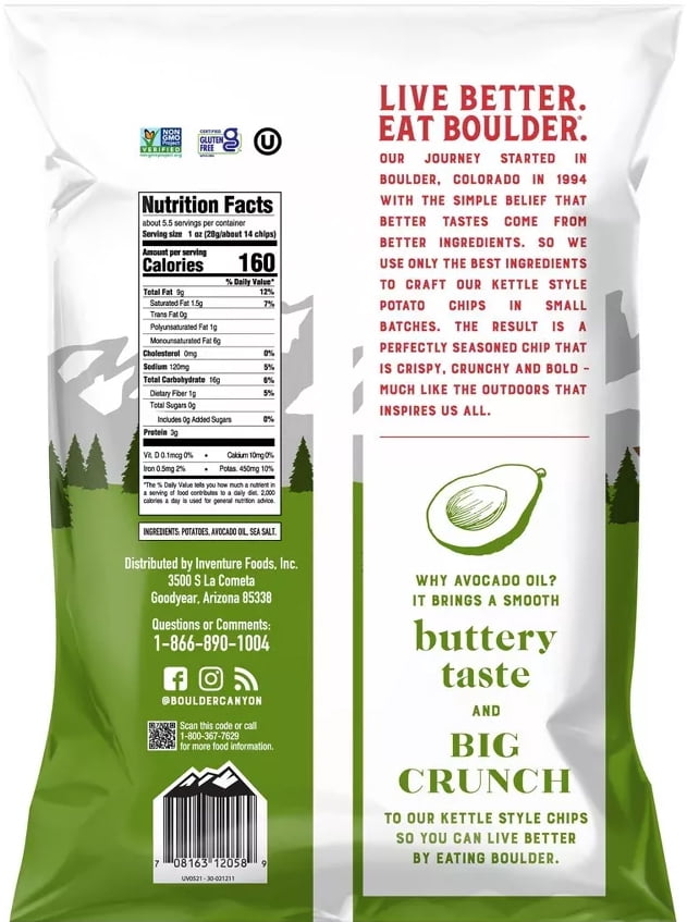 Boulder Canyon | Avocado Oil Classic Sea Salt | Kettle Style Potato Chips | 1.5 Ounce Individual Bags | 16 Pack | Bundled by SUPERDEALS with Mystery Bonus Gift