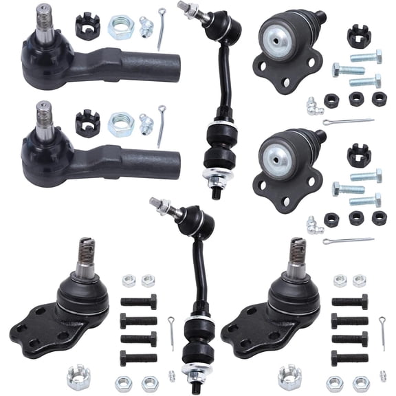 Detroit Axle - 2WD 2 Sway Bars 4 Lower Upper Ball Joints 2 Outer Tie Rods for Dodge Dakota Durango