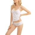 thumbnail image 2 of Conjunto de dos piezas de pijama con tirantes de encaje sólido y encaje sexy con cuello en V para mujer Fridja  nalpqowj49475, 2 of 9
