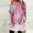 thumbnail image 2 of Plus Size Sweaters Tunic Tops for Women Loose Fit Crewneck Fleece Long Sleeve Sweatshirt Pullover with 2 Pockets (M, Pink), 2 of 6