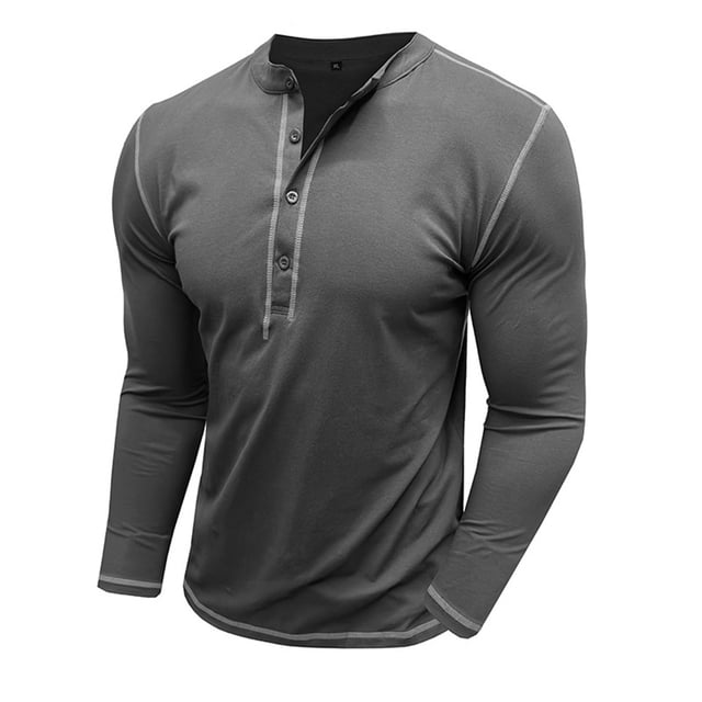 RXIRUCGD Blouse Décontractée pour Hommes à Manches Longues Col Rond, Gris Foncé, Taille : 2TG