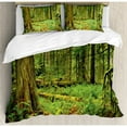 thumbnail image 3 of Tree Duvet Cover Set Twin Size, Idyllic Lush Rainforest in Canadian Island with Ferns Moss on Tree Nature Ecology Photo, Decorative 2 Piece Bedding Set with 1 Pillow Sham, Green, by Ambesonne, 3 of 3